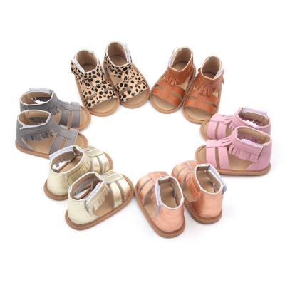 China Free Sample Now Logo Tassel Genuine Leather Custom Anti-odor Baby Shoes Summer Baby Sandals For Girls for sale