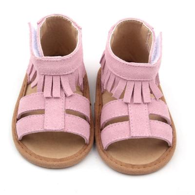 China Wholesale Flat Slide Baby Fur Fashion Sandals Leather Shoe For Girl Baby Sandals for sale