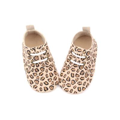 China Handmade Infant Baby Shoes Leopard Leather Soft GENUINE LEATHER Oxford Unique Shoes for sale