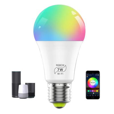 China Residential 7W E27 LED Light Bulb Dimmable WiFi Smart Multicolor LED Light Bulb Compatible With Alexa Google Home for sale