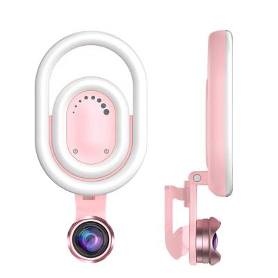 China Dual Handheld 52 LED Portable Detachable Selfie Ring Light Rechargeable With Lens for sale