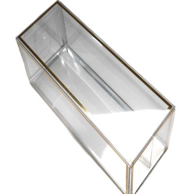 China Recyclable PVC Edge Plastic Packaging Rectangular Hot Gold Stamping Foldable Clear Box For Cup for sale