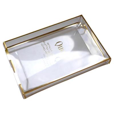 China Recycled Plastic Materials Two Tuck End Gold Trim Design Hair Extension Packaging See Through Custom Pvc Foldable Box for sale