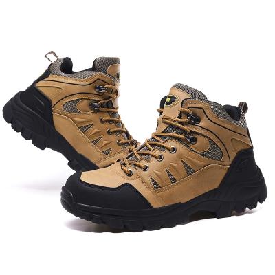 China Fashion Trend Men Outdoor Very Stiff Mountaineering Shoes Leather Waterproof Breathable Hiking Shoes for sale