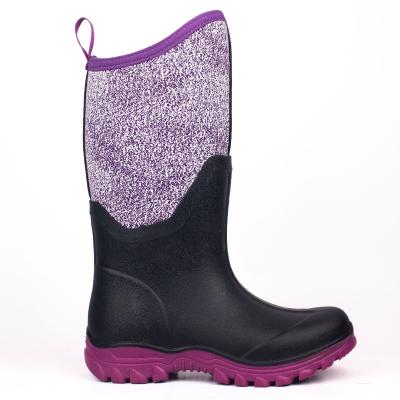 China Fashion Trend Fashion Snow Boots Rubber Winter Warm Waterproof Insulated Neoprene Barn Rain Boots For Ladies for sale