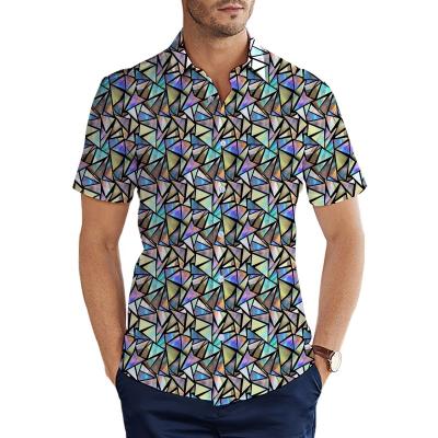 China High Quality Anti-pilling Mens Short Sleeve Full Button Up Casual Sublimation Printing Shirt Mens Digital Printed Shirts for sale