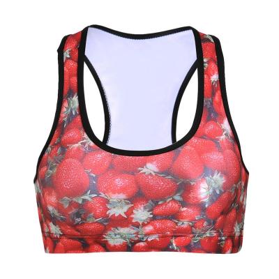 China One Pcs Dropshipping Strawberry Red Viable Copy Push Up Yoga Principal Soft Comfortable 100% Polyester Sports Bra for sale