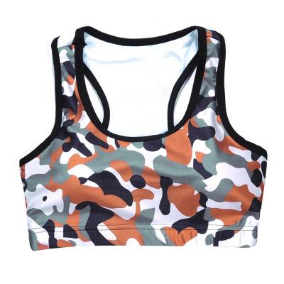 China Viable No MOQ OEM Service Camouflage Print Fitness Women Sports Bra Push Up Wire Free Custom Yoga Print Tank Top for sale