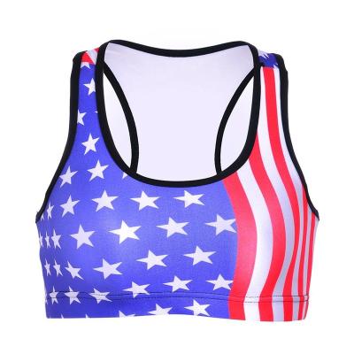 China Wholesale Custom Viable Custom High Print Support Low Price Peloton Flag Printing Cheering Sports Bra for sale