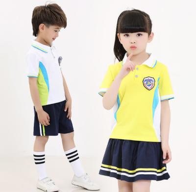 China Custom OEM One Stop OEM British Primary Kids Summer School Uniform Jumper School Shirts and Skirts for sale