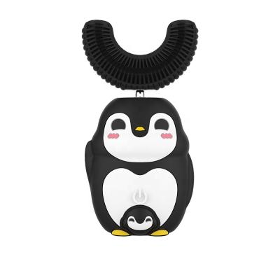 China Fashion Cute Penguin Black Cute Cartoon Silicone Brush Fashion Children's Usb Electric Toothbrush Silicone for sale