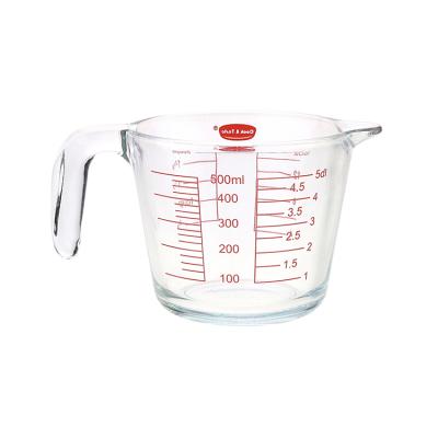 China KGG Mijotex Custom Design Microwavable Decal Multifunctional Kitchen 500ML Glass Measuring Cup With Handle for sale