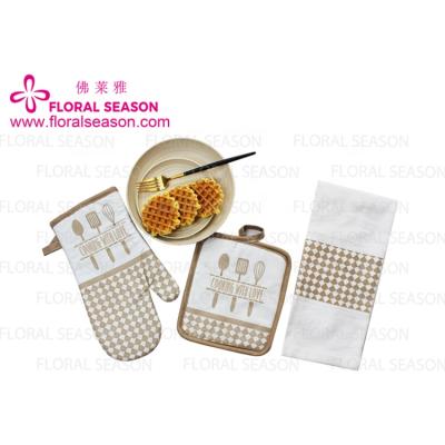 China 3pcs Transitional Set High Quality Eco Friendly Oven Mitts For Indoor And Outdoor Cotton Kitchen Gloves for sale