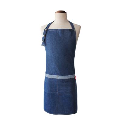 China Drink / Food Cotton Denim Chef Apron Family Kitchen Apron With Buttons for sale