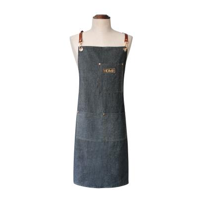 China cocina de mandil of adults aprons DENIM leather straps apron drinks cafe/food maker for sale