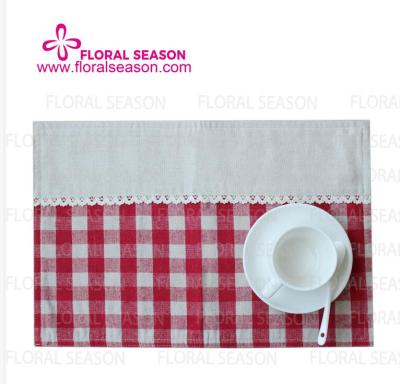 China Classic Stocked Lace Yarn Dyed Jacquard Place Mats Yarn Dyed Check Dinning Table Mat Customized Printed for sale