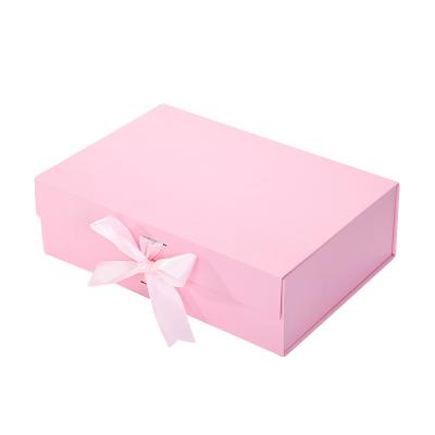 China Recyclable Luxury Foldable Blue Magnetic Gift Boxes Black Pink Custom Shoe Boxes With Ribbon for sale