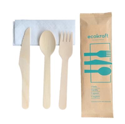 China 16cm Disposable Reinforced Biodegradable Reinforced Biodegradable Fast Food Tableware 16cm Wooden Spoon Knife Food Grade Birch Fork Takeout Pack WYW-002 for sale