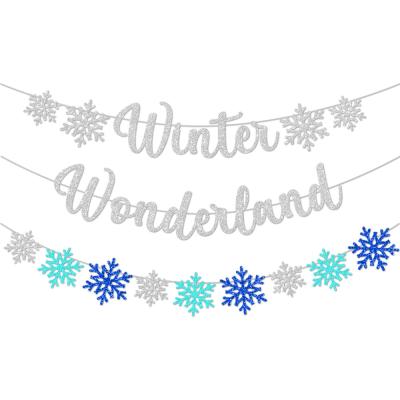 China Laqi Winter Home Decoration Birthday Party Hanging Banner New Festival Decoration Winter Christmas Snowflakes for sale