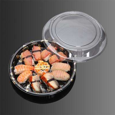 China New Design Customized Disposable Printed Disposable Plastic Take Out Container Food Sushi Round PS Takeout Box for sale