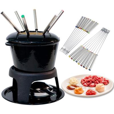 China Disposable Kitchen Accessories 6pcs Barbecue Fork Tool BBQ Chocolate Cheese Stainless Steel Fondue Forks for sale