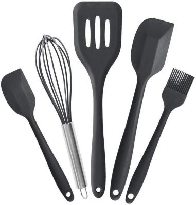 China New Promotion Disposable Black Red Heat Resistant Silicone Food Grade 5pcs Nylon Kitchen Tool Kits for sale