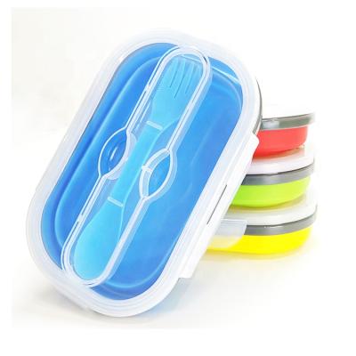 China Bulk Safety Child Health Microwavable Silicone Folding Camping Travel Picnic Picnic Lunch Box Plastic Food Storage Container for sale