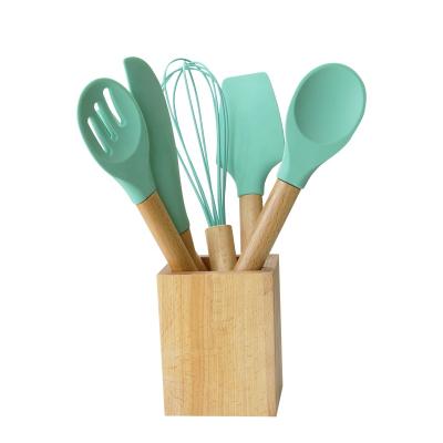 China Viable China Factory Custom Wholesale Kitchen Set Silicone Baking Spatula With Wooden Handle for sale