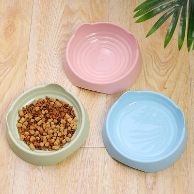 China Sustainable Spot Macarons Color Stand Ear Threaded Pet Bowl Household Cartoon Cat Bowl Cat Food Bowl for sale