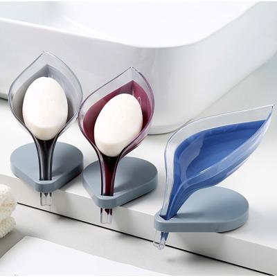 China 2021 New Modern Bathroom Supplies Instruments Tray Bathroom Soap Holder Case Leaf Shape Soap Box Holder Dish Storage Dish for sale