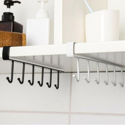 China 2021 New Fashion 6 Hooks Hot Single Metal Under Shelf Cupboard Cupboard Household Iron Hanging Organizer Holder Rack for sale