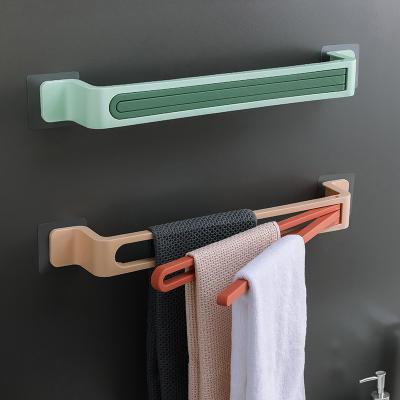 China 2021 New Fashion Style Bathroom Towel Rack Wall Mounted Towel Rack Multi-bar Nordic Modern Unperforated Rotatable Rack for sale