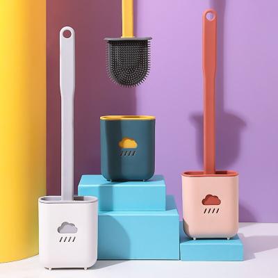 China 2021 Viable New Simple Toilet Sweep No Dead End To Wash Hanging Toilet Silicone Brush Toilet Brush Housework Ideas for sale