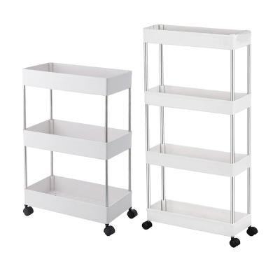 China 2021 New 3/4 Layer Folding Kitchen Rack Storage Cabinet Easy Warm Narrow Living Room Shelf Home Furniture Movable Rolls Shelf Bathroom for sale