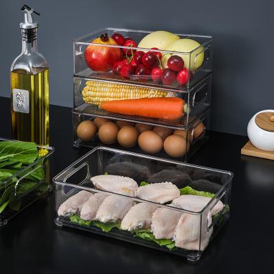 China New Freshness Preservation Kitchen Fruit Vegetable Frozen Food Transparent Table Rectangular Storage Box Creative Plastic Refrigerator Storage Box for sale