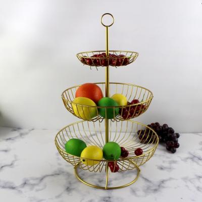 China New modern creative simple viable living room fashion Three-layer Iron Multi-layer Iron Fruit Basket Dried Fruit Tray Storage Household for sale