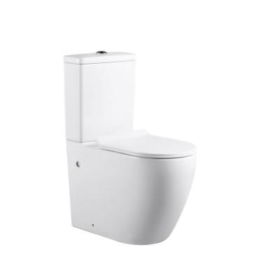 China Selling Modern Square Shape Online Modern Square Design Toilet Rimless European White Two Piece Toilet for sale