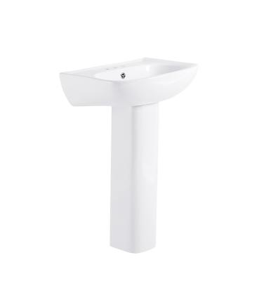 China Modern Full Vessel Porcelain Pedestal Wash Basin Bathroom Hand Wash Ceramic Sink for sale