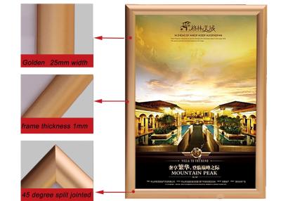 China A2 Size Golden Color Aluminium Snap Frames , Jewelry Advertising Snap Display Frames  for sale