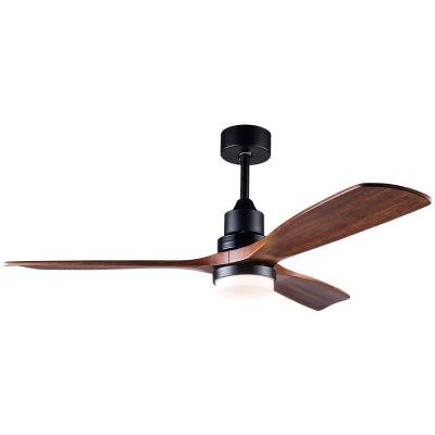 China Modern 12w Led Two Tone Rustic Straight Blade Iron 3 Ceiling Fan Remote Control With Lights for sale