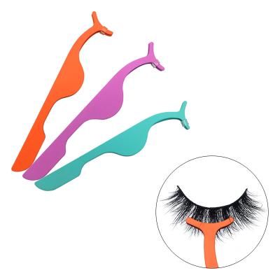 China Wholesale False Eyelash Extension Stainless Steel Women Eye Lash Auxiliary Clip Accessories False Eyelash Tweezers For Makeup for sale