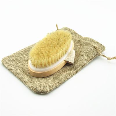 China Exfoliate Dry Skin Body Brush Wholesale High Quality Bamboo Boar Stiffens Bath Brush for sale