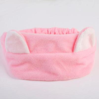 China Plush Headband Accessories Plush Solid Color Makeup Washable Cute Cat Ears Wash Face Hair Band For Women for sale