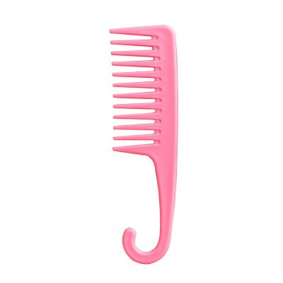 China Salon Professional Hot Selling Plastic Tooth Hair Comb Shower Bath Plastic Wide Hair Comb With Hanging Comb Hook for sale