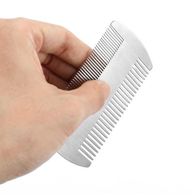 China Lice Comb Double Action Stunning Stainless Steel EDC Credit Card Size Comb Wallet And Beard Comb for sale