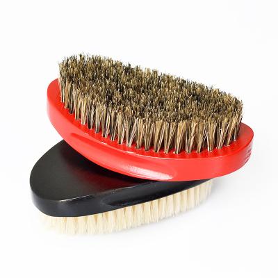 China Boar Bristle Medium Wave Nondisposable Curved Sheer Hair Brush With Natural Wood Palm Premium Quality for sale