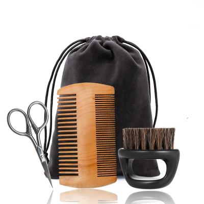 China Salon + Best Selling Home Wooden Comb Kit For Men Care Grooming Plastic Beard Brush Amazong Handle for sale