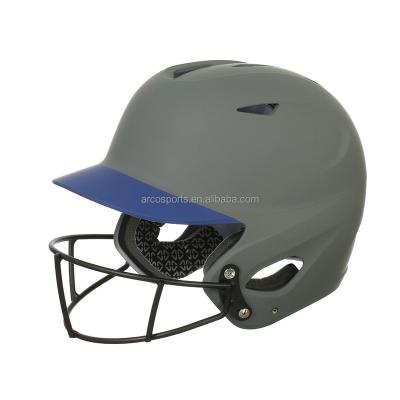 China Main Size Quality Safe Sports Style ABS Material Two Tone Army Green With Matt Blue With Face Guard Baseball Helmet for sale