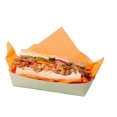 China Recyclable Disposable Kraft Paper French Fries Chicken Salad Take Out Containers Food Store for sale