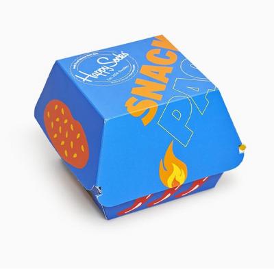 China Recyclable Biodegradable Eco Friendly Paper Burger Lunch Box Packing Custom Burger Container for sale